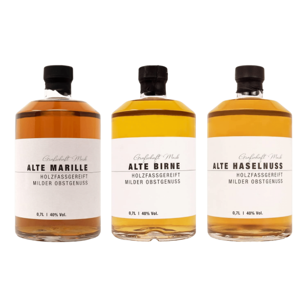 3er Pack: je 1 Alte Birne, Alte Marille und Alte Haselnuss