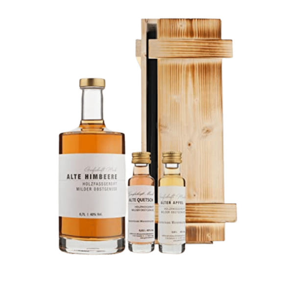 GM Himbeere mit Minis von Quetsch und Apfel in Holzbox